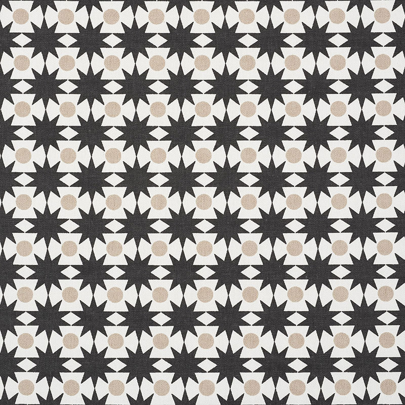 Schumacher Cosmos Black & Sand Fabric 177063