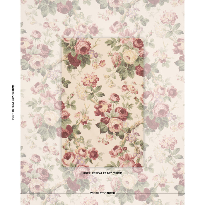 Schumacher Nancy Floral Bordeaux Fabric Sample 177205