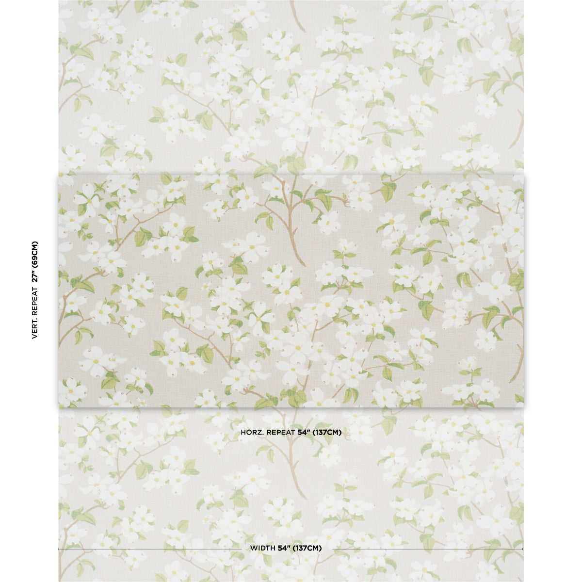 Schumacher Blooming Branch Dove Fabric Sample 177414