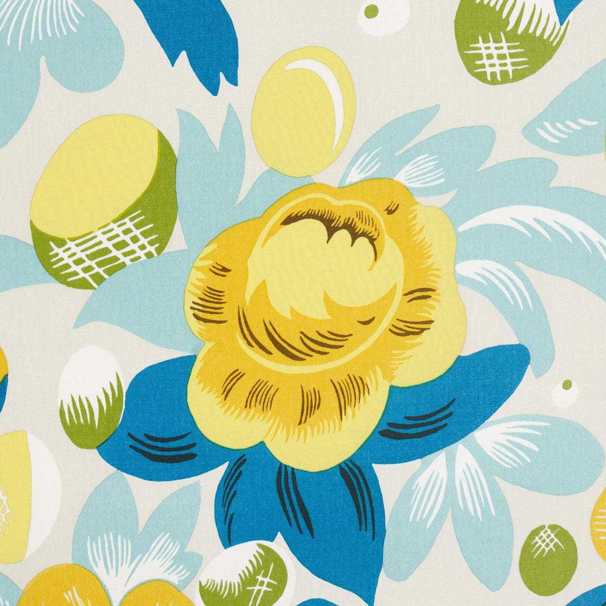 Schumacher Juin Citron & Peacock Fabric 177532