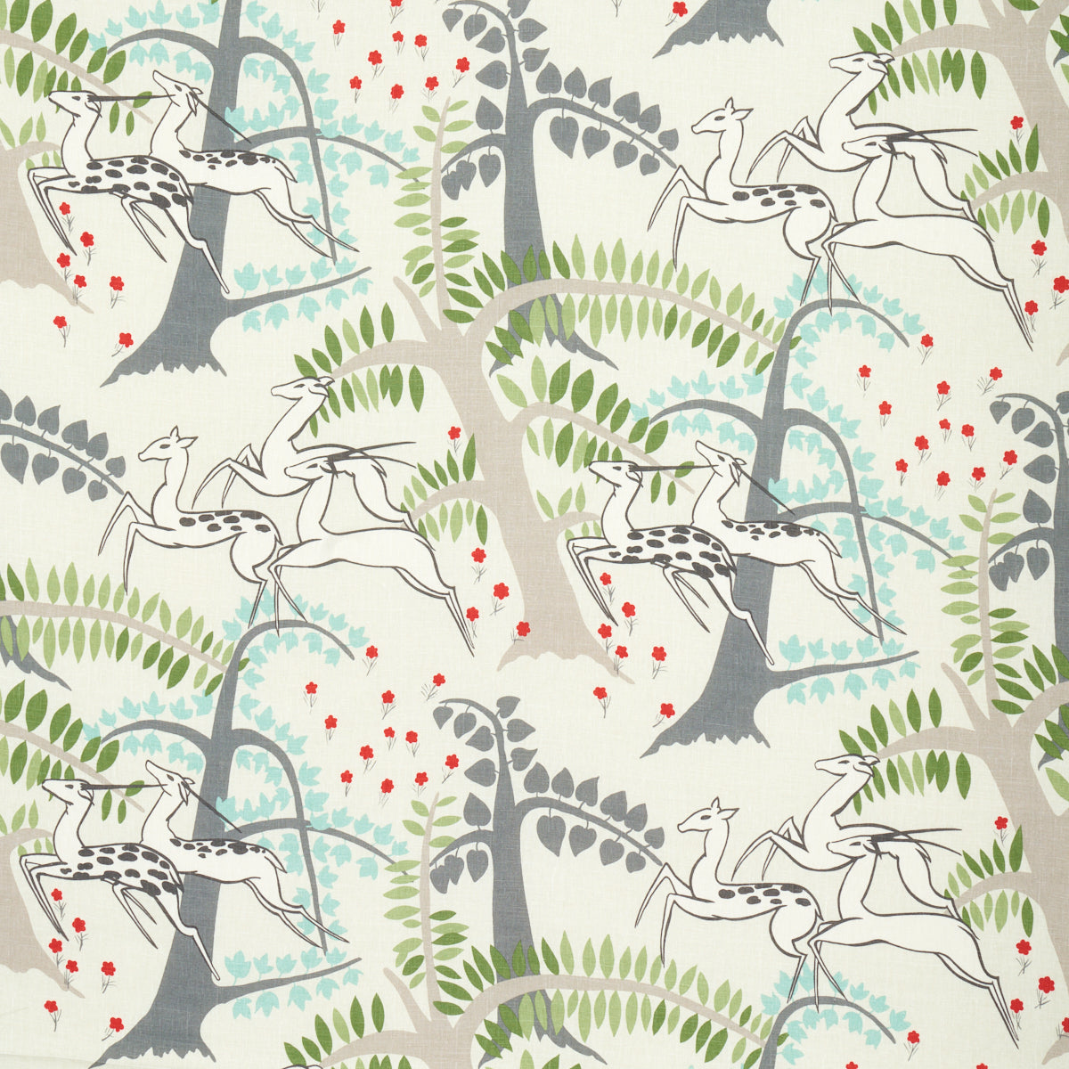 Schumacher Antelopes Ivory Fabric Sample 177571