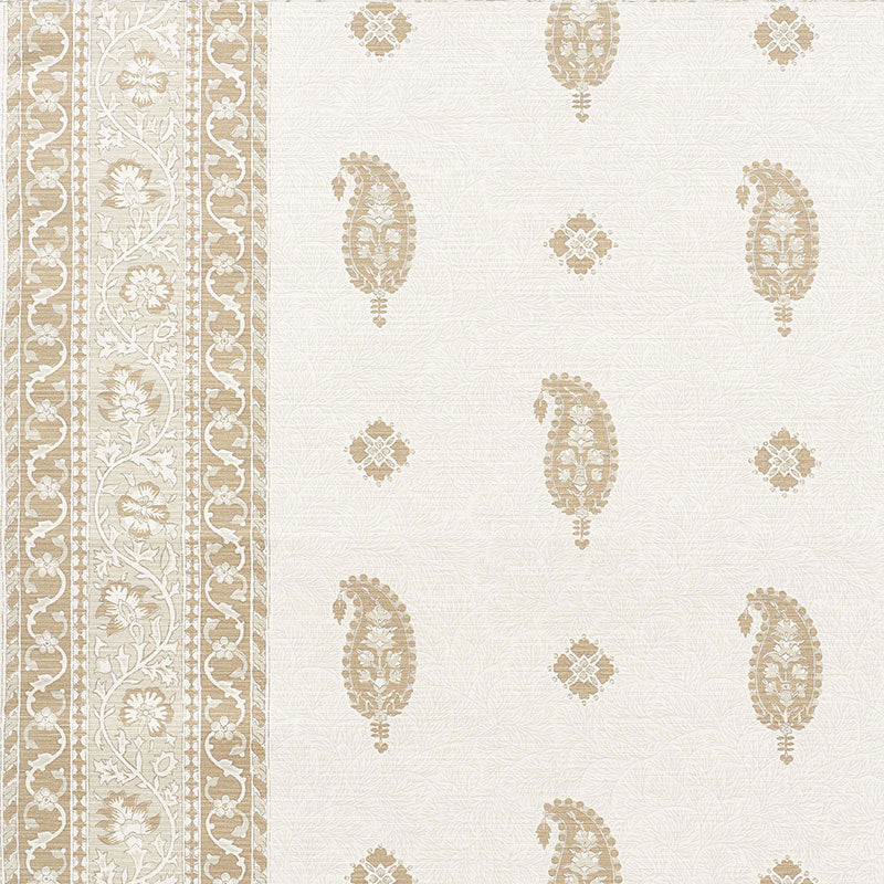 Schumacher Ojai Paisley Neutral Fabric Sample 177612