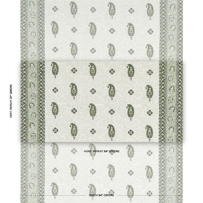 Schumacher Ojai Paisley Leaf Green Fabric 177614