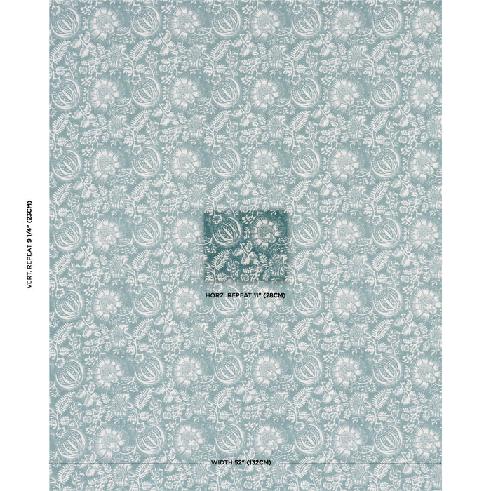 Schumacher Pomegranate Print Peacock Fabric 177696