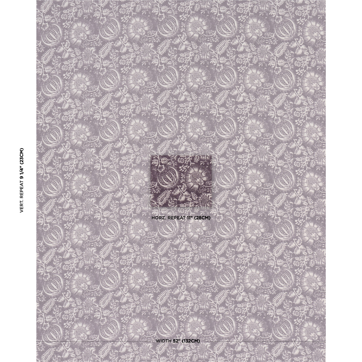Schumacher Pomegranate Print Aubergine Fabric Sample 177697