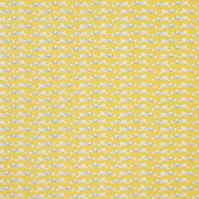 Schumacher Leaping Leopards Yellow Fabric 177740