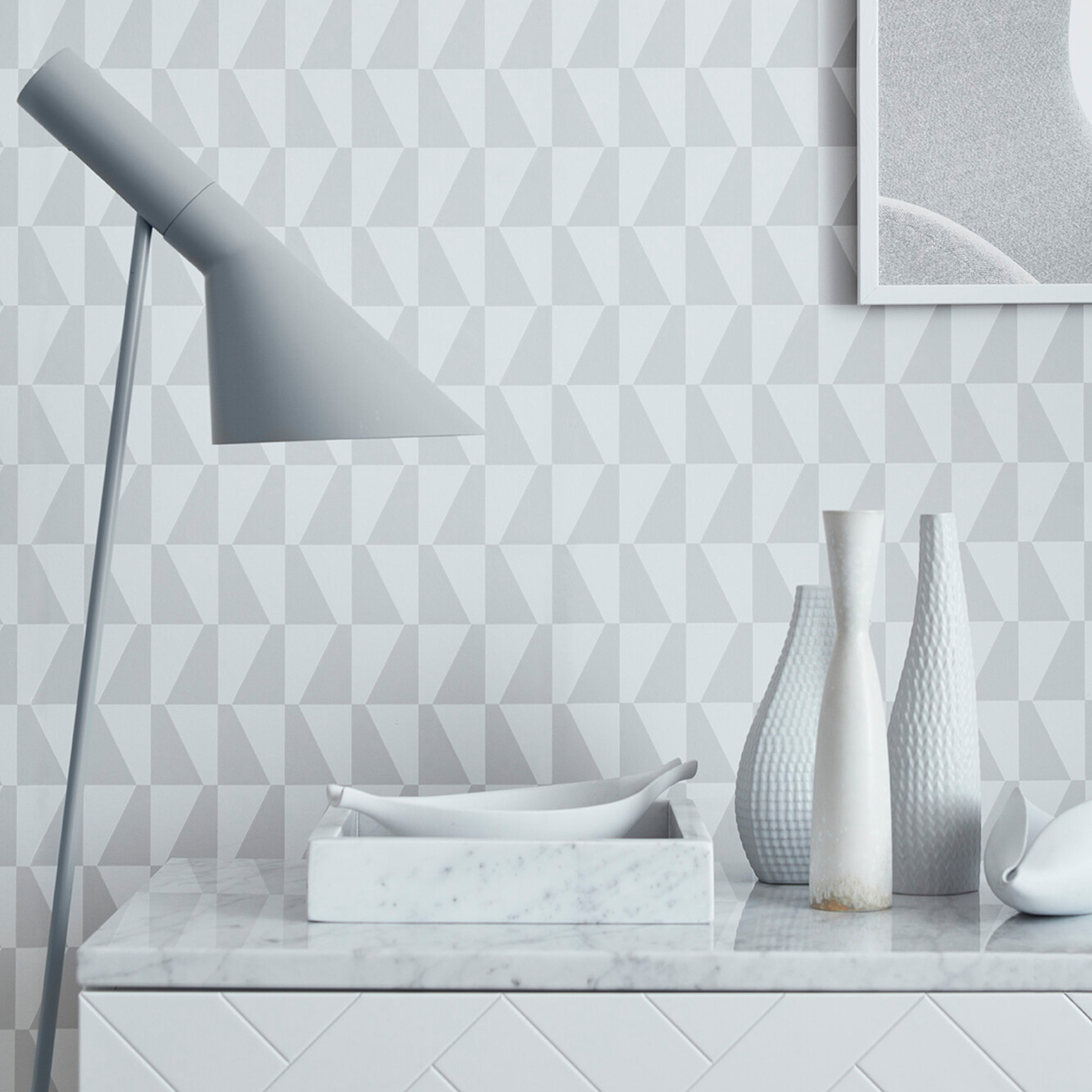 Schumacher Trapez Grey Wallpaper Sample 1778