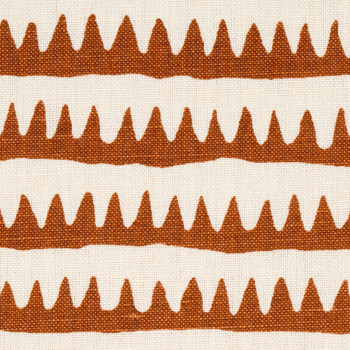 Schumacher Corfu Hand Printed Stripe Rust Fabric Sample 177974