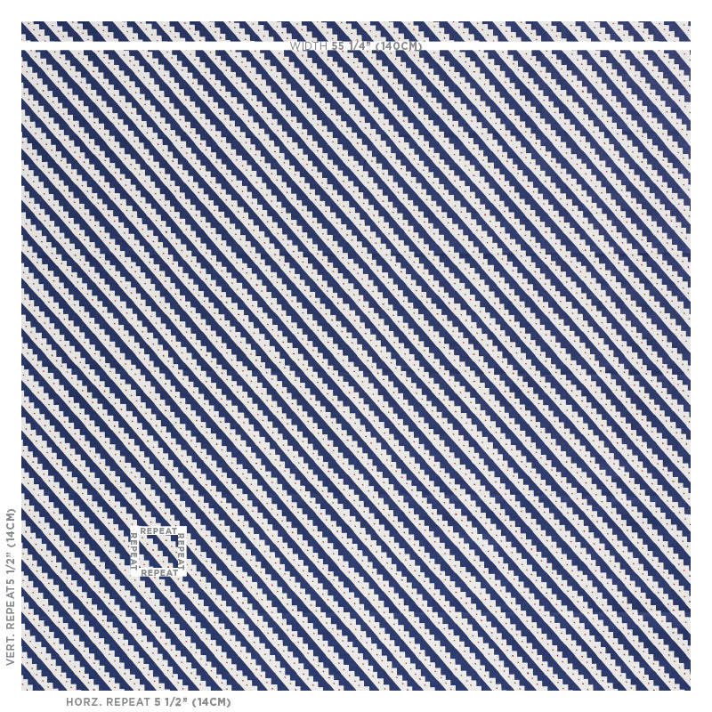 Schumacher Zeppelin Blue Fabric Sample 178022