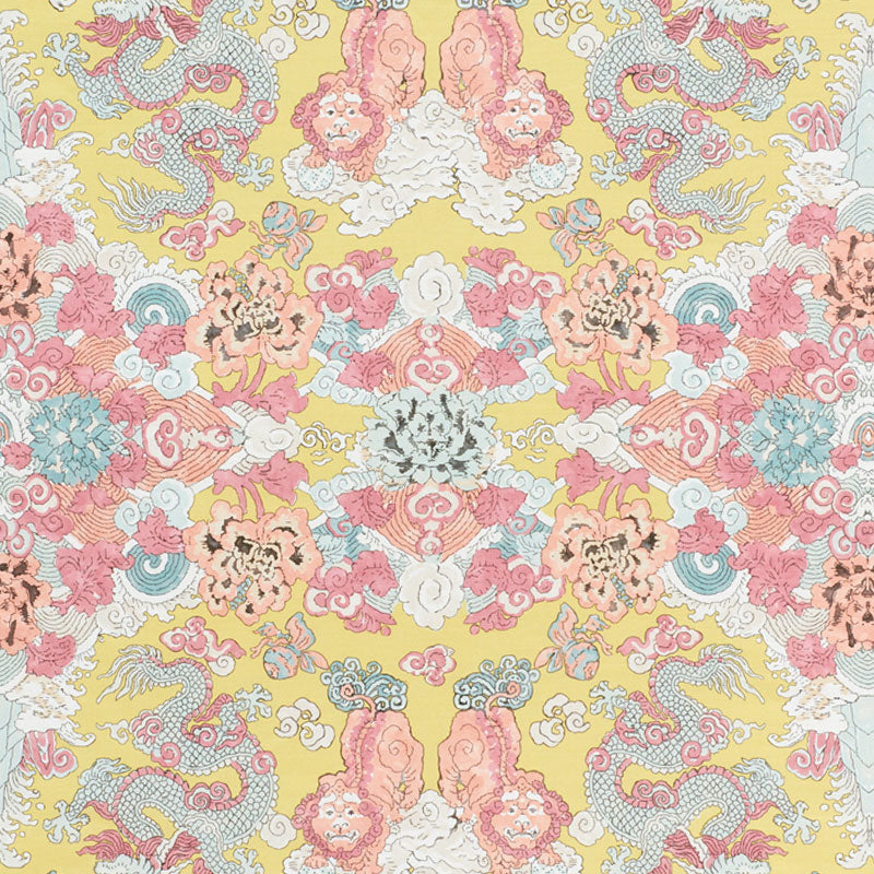 Schumacher Magic Mountain Dragon Yellow Fabric 178052