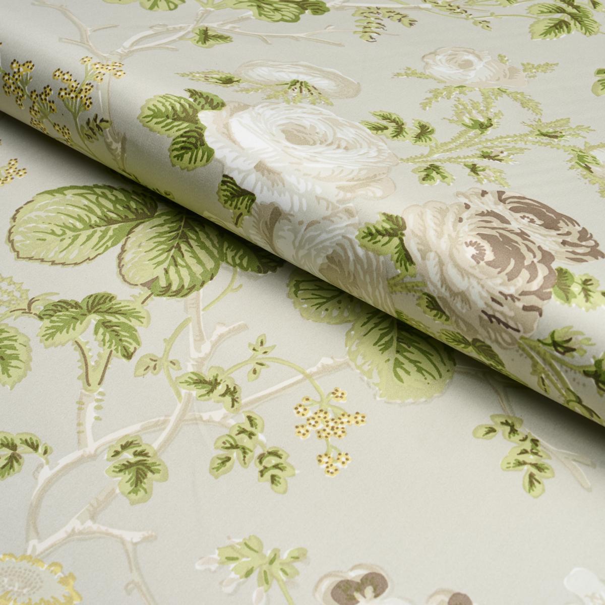 Schumacher Salisbury Chintz Taupe Fabric 178156