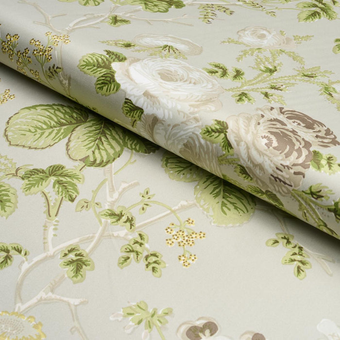 Schumacher Salisbury Chintz Taupe Fabric 178156