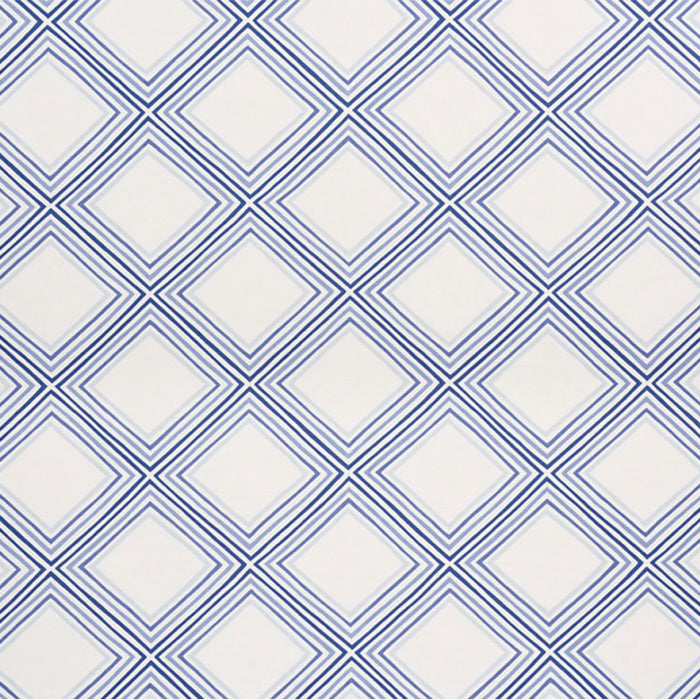 Schumacher Square Dance Blue Fabric 178271