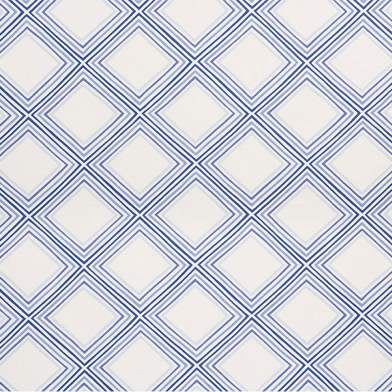 Schumacher Square Dance Blue Fabric Sample 178271