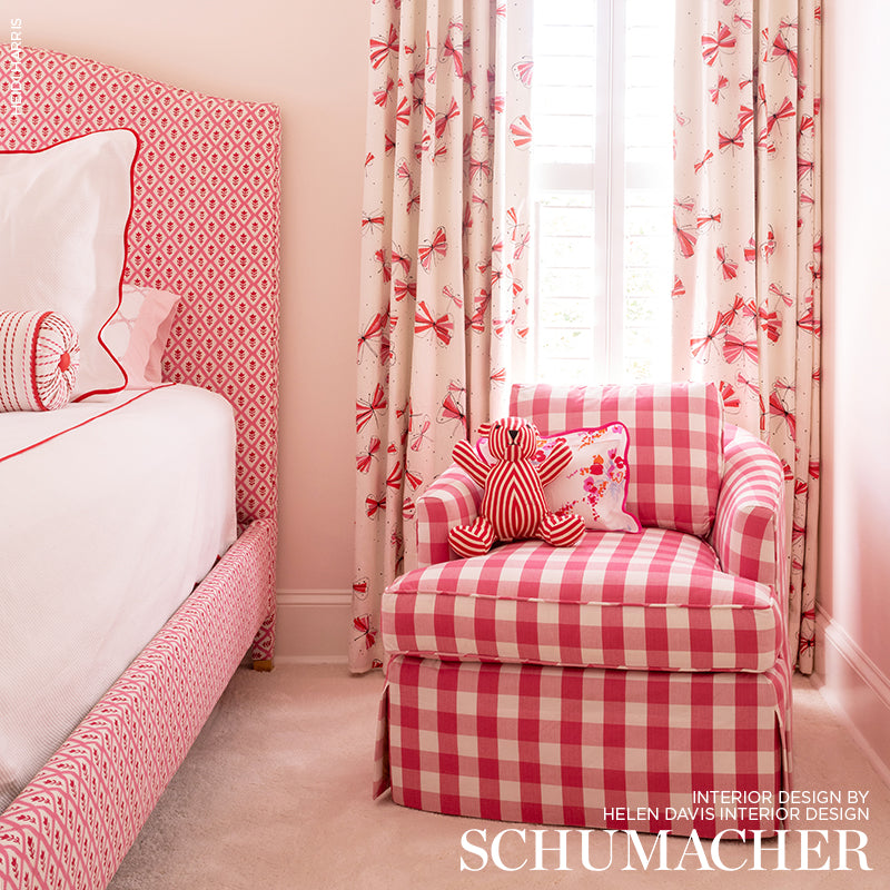 Schumacher Monarch's March Red & Pink Fabric 178281