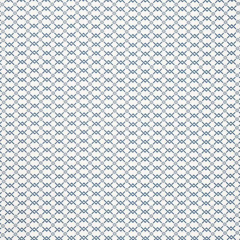 Schumacher Fretwork Flower Pacific Fabric 178310