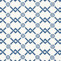 Schumacher Fretwork Flower Pacific Fabric 178310