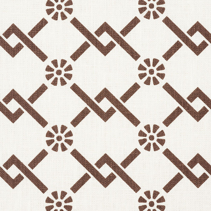 Schumacher Fretwork Flower Chestnut Fabric 178312