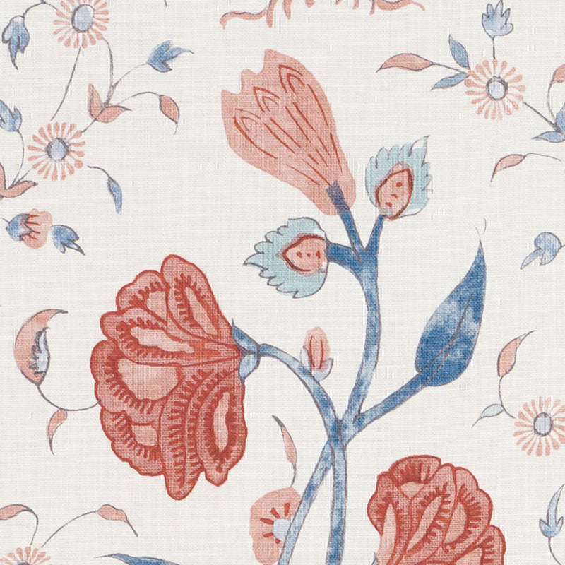 Schumacher Khilana Floral Delft & Rose 178330 Fabric | 40% Off (Samples)