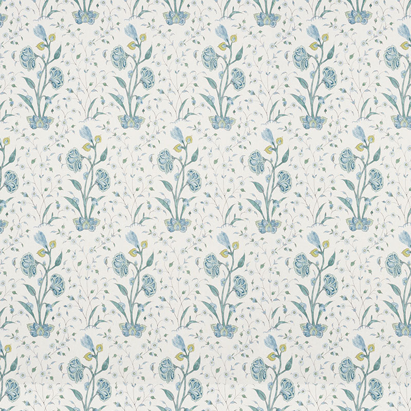 Schumacher Khilana Floral Peacock Fabric Sample 178331