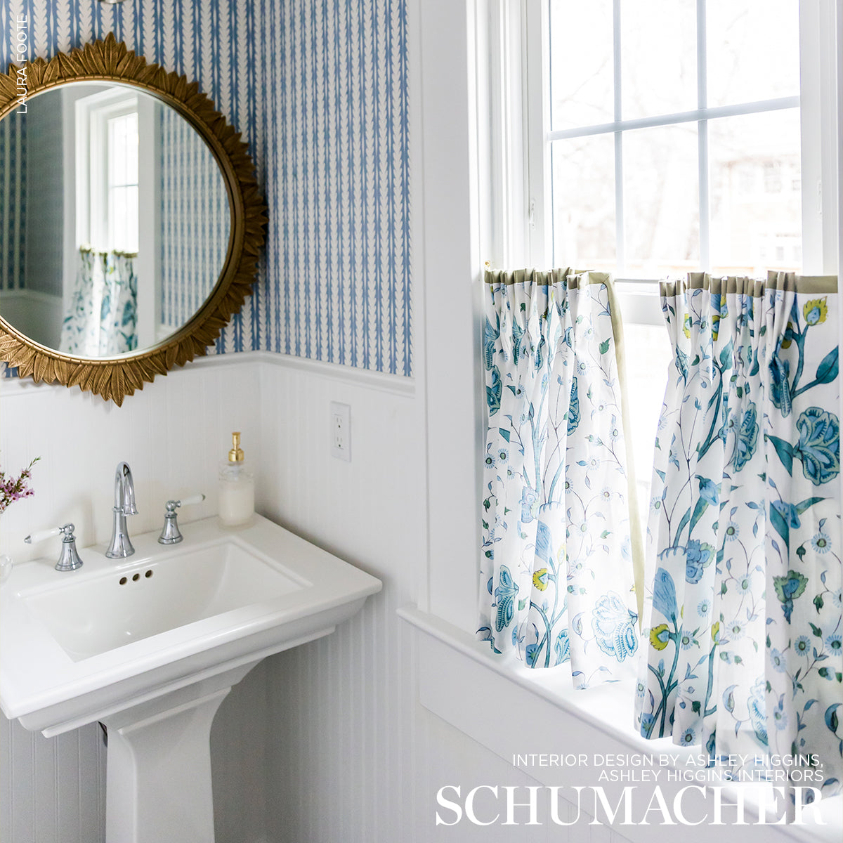 Schumacher Khilana Floral Peacock Fabric Sample 178331