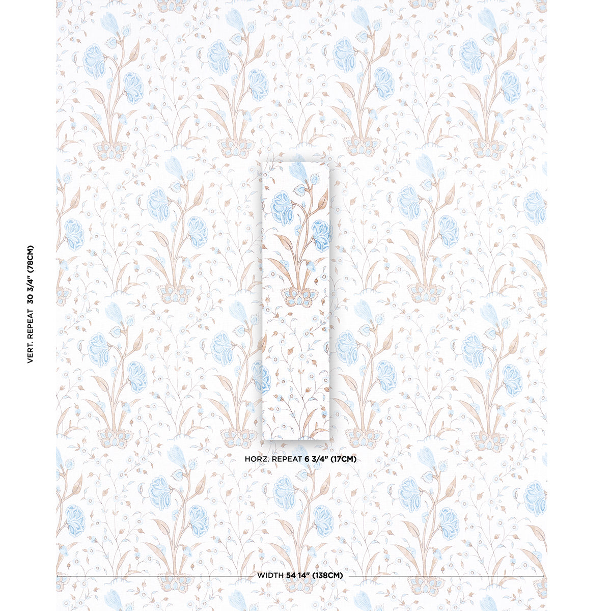 Schumacher Khilana Floral Sky Fabric Sample 178334