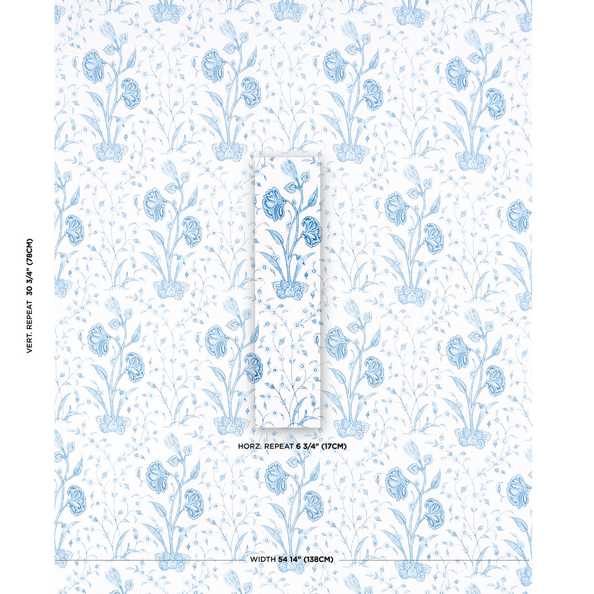 Schumacher Khilana Floral Porcelain Fabric Sample 178335