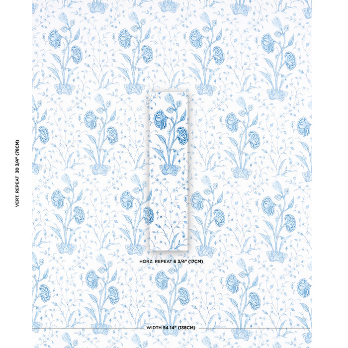 Schumacher Khilana Floral Porcelain Fabric Sample 178335