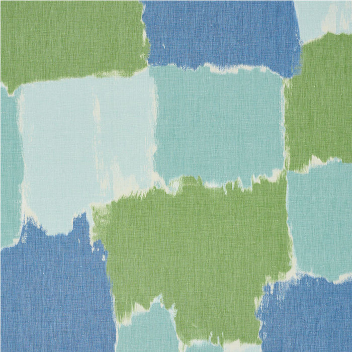 Schumacher Colorblock Ikat Aqua Fabric Sample 178470