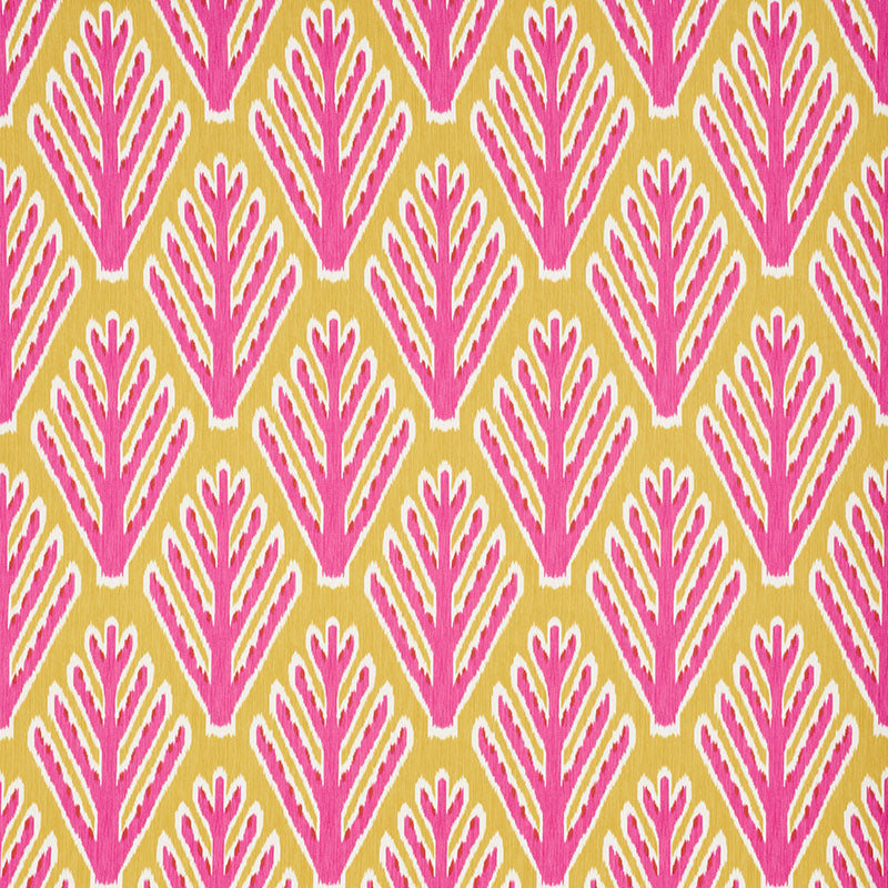 Schumacher Bodhi Tree Yellow & Pink Fabric Sample 178560
