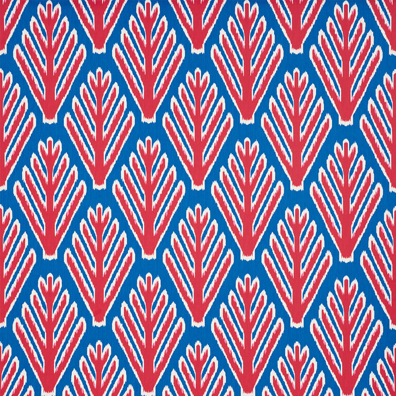 Schumacher Bodhi Tree Blue & Red Fabric Sample 178561