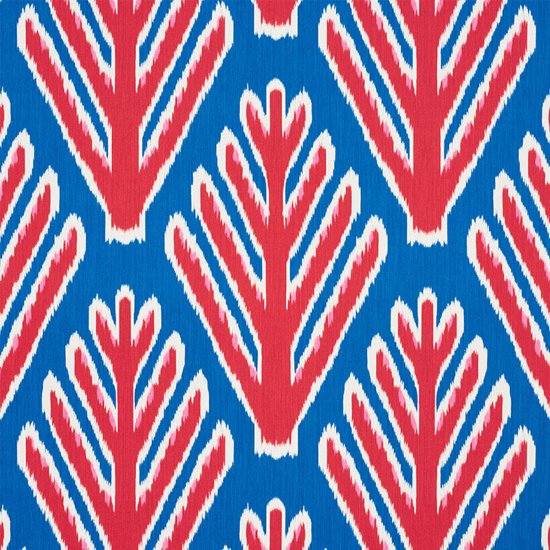 Schumacher Bodhi Tree Blue & Red Fabric Sample 178561