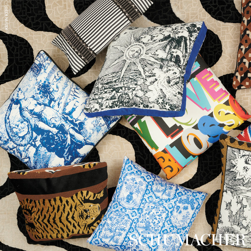 Schumacher Ting Ting Blue Fabric Sample 178571