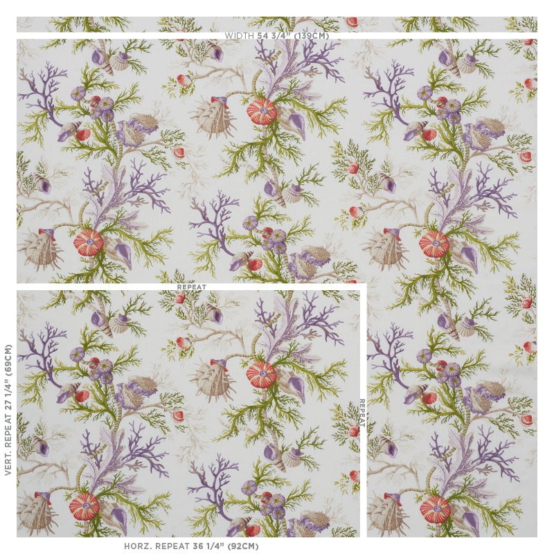 Schumacher Del Tesoro Purple & Coral Fabric 178762