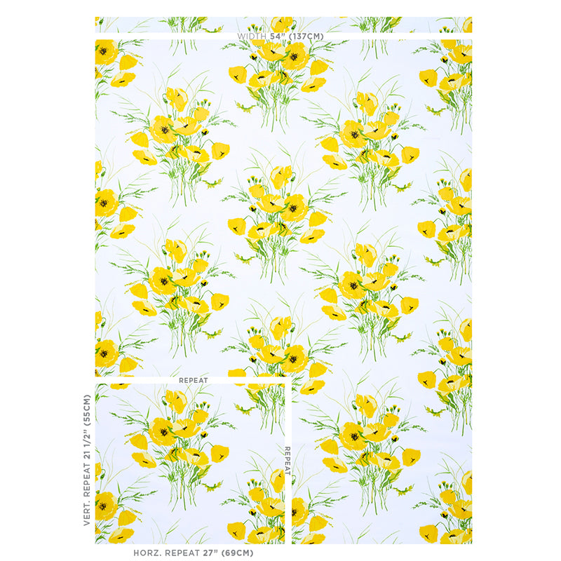Schumacher Joni Chintz Yellow Fabric Sample 179060