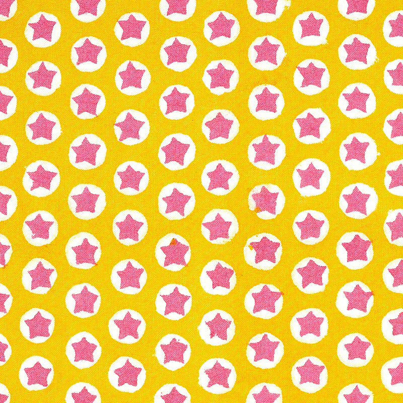 Schumacher Tuk Tuk Hand Block Print Yellow Fabric Sample 179221