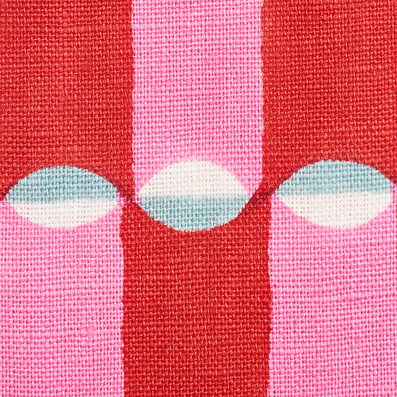 Schumacher Luna Hand Block Print Pink & Red Fabric 179280