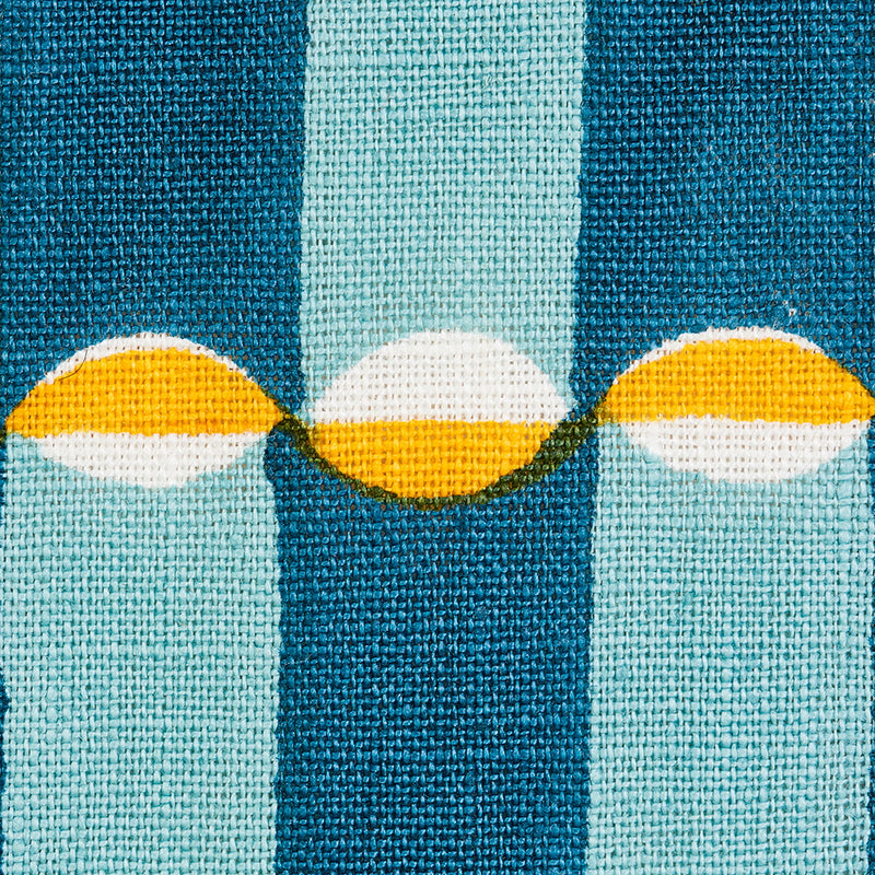 Schumacher Luna Hand Block Print Blue & Turmeric Fabric 179281