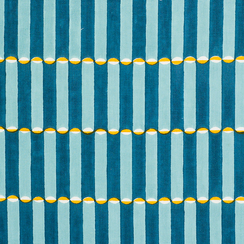 Schumacher Luna Hand Block Print Blue & Turmeric Fabric Sample 179281