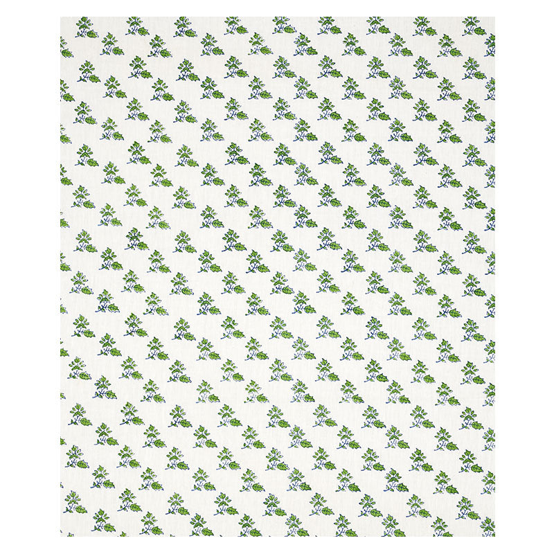 Schumacher Torbay Hand Blocked Print Green Fabric Sample 179330