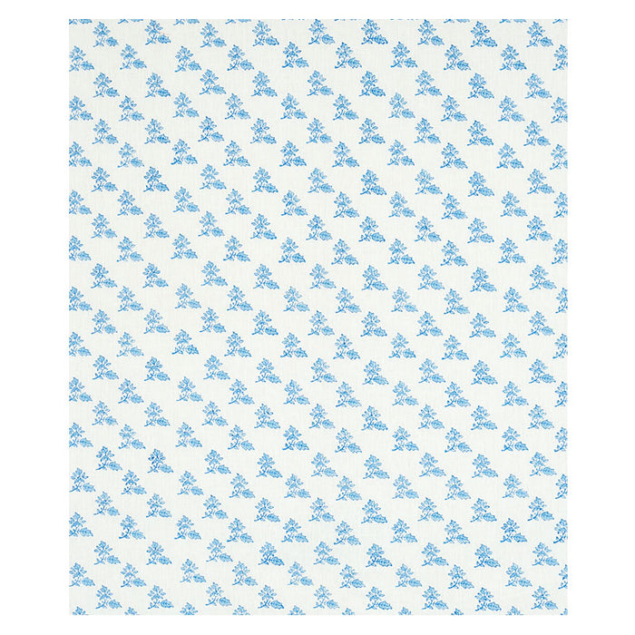 Schumacher Torbay Hand Blocked Print Blue Fabric 179331