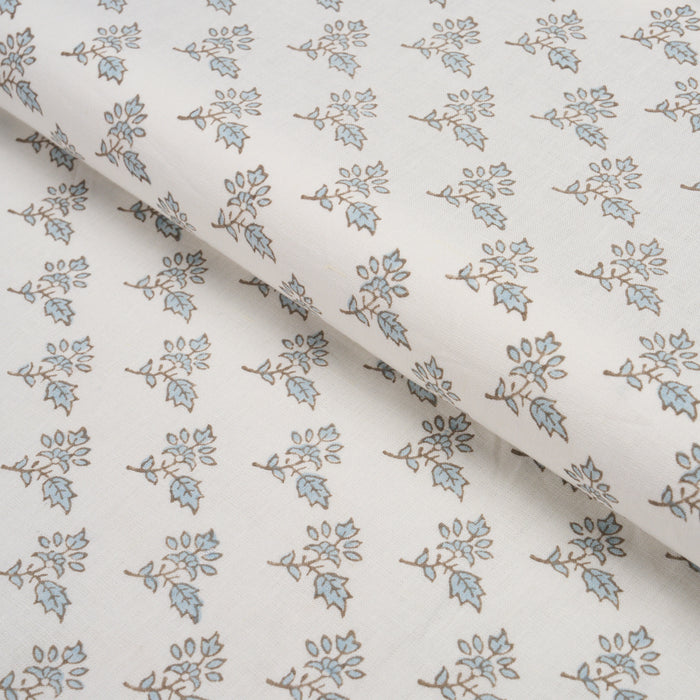 Schumacher Torbay Hand-Block Print Sky Fabric 179333