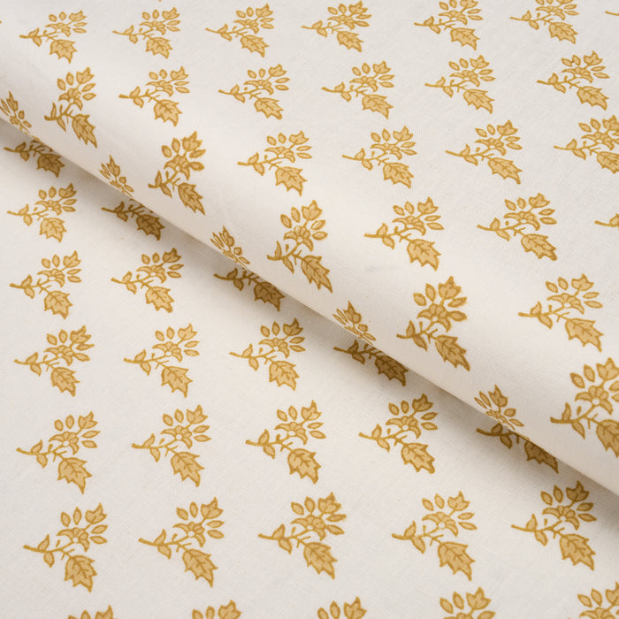 Schumacher Torbay Hand-Block Print Yellow Fabric Sample 179334