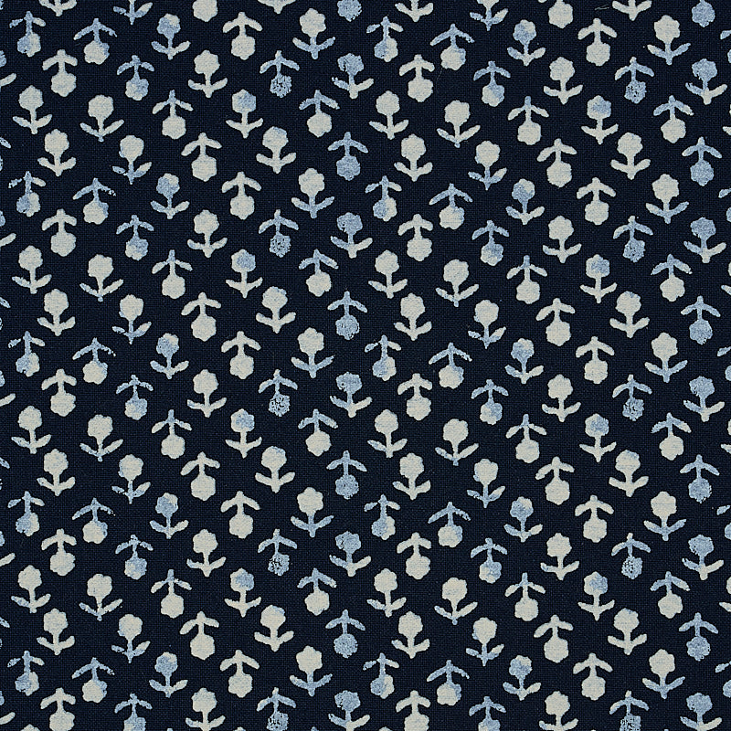 Schumacher Beatriz Handprint Indigo Fabric Sample 179351