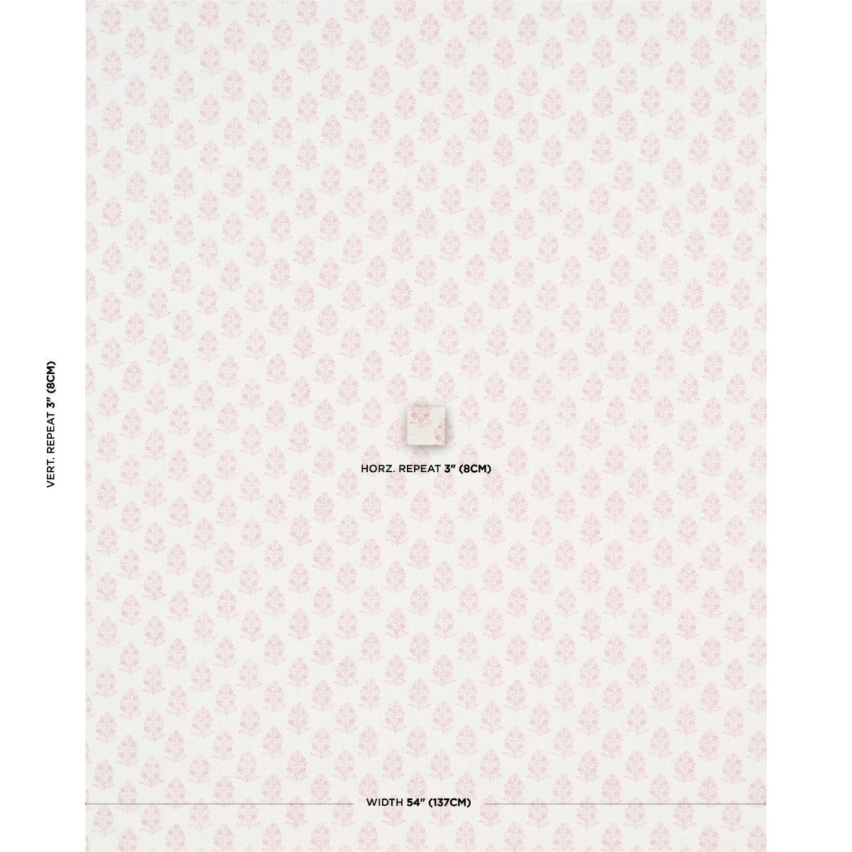 Schumacher Aditi Hand Blocked Print Blush Fabric Sample 179365