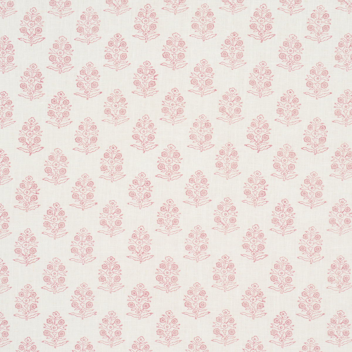 Schumacher Aditi Hand Blocked Print Blush Fabric Sample 179365