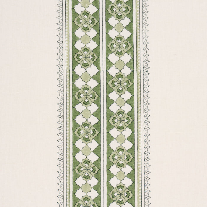 Schumacher Amira Hand-Block Print Green Fabric 179373