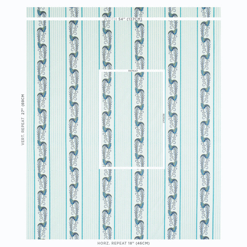 Schumacher Aleksy Stripe Teal Fabric Sample 179381