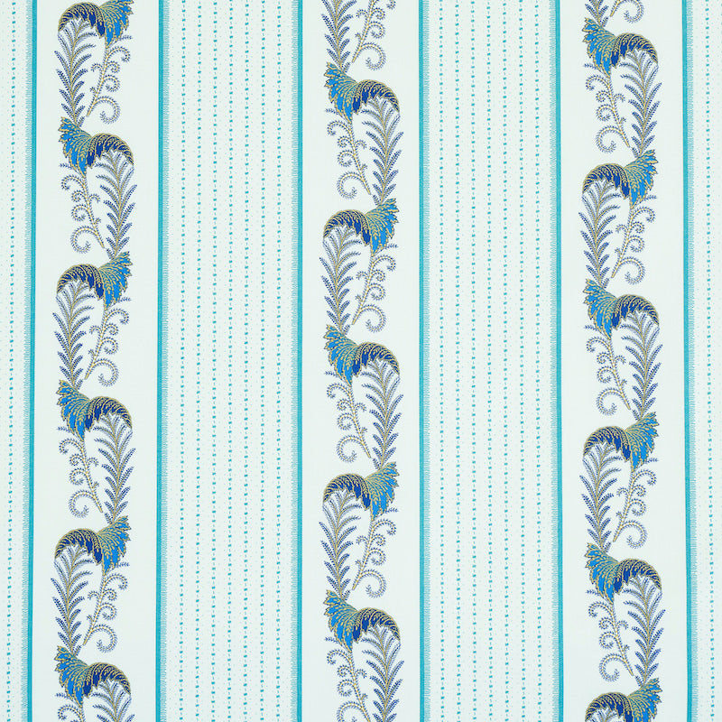 Schumacher Aleksy Stripe Teal Fabric Sample 179381