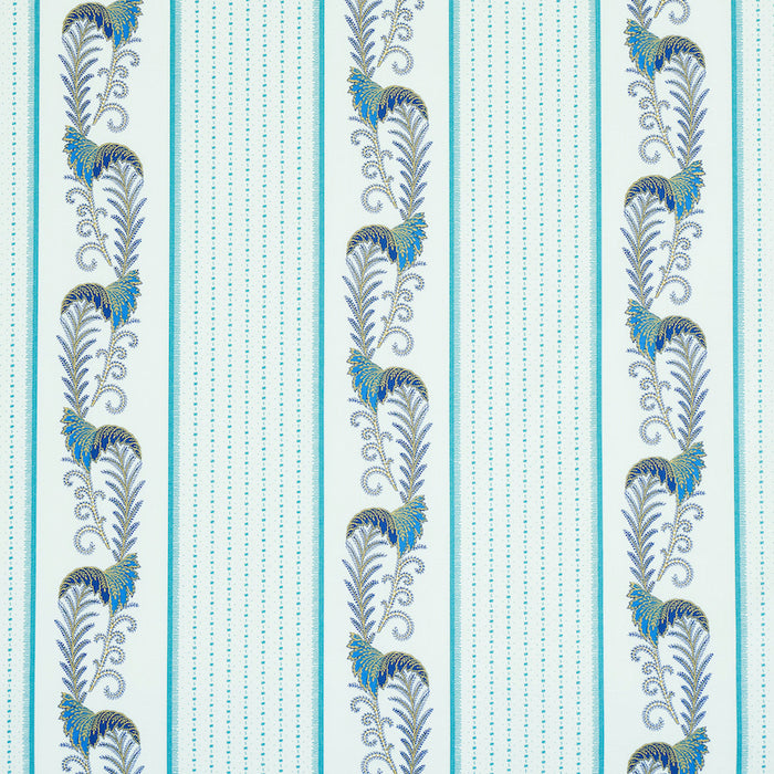 Schumacher Aleksy Stripe Teal Fabric Sample 179381